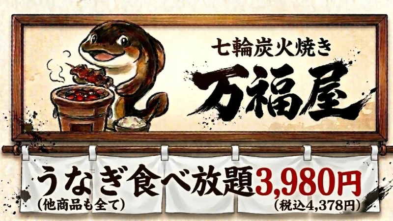 うなぎ食べ放題・七輪炭火焼き『万福屋』が横浜に期間限定オープン！オープン記念でワンドリンク無料キャンペーンも開催