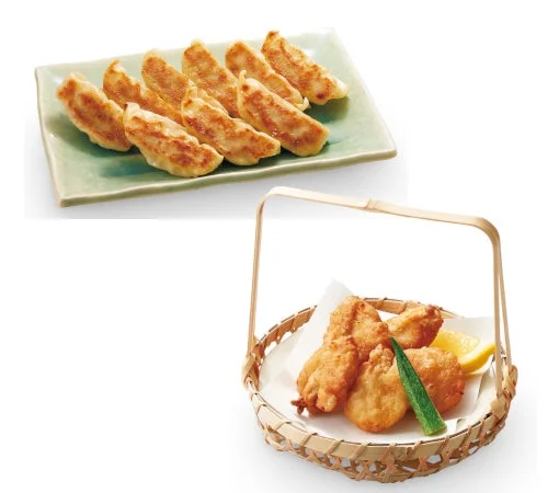 焼ぎょうざとふぐの唐揚げ