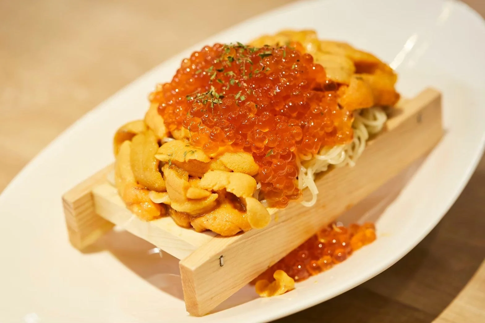 うにとイクラの冷製パスタ