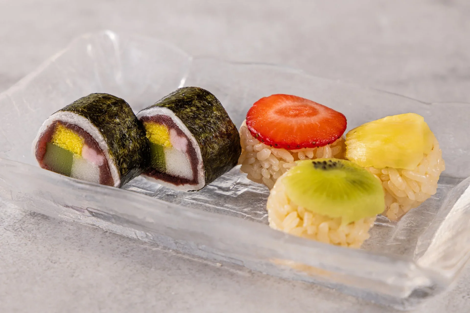 和菓子、フルーツ手毬寿司風