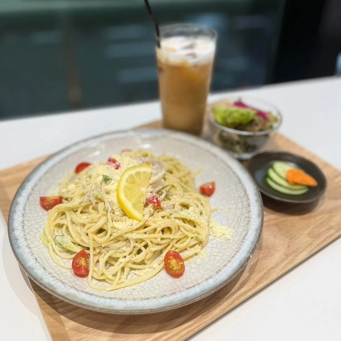 松川浦あおさの冷製レモンクリームパスタ